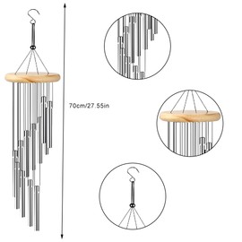 Outdoor Wind Chimes, Wind Chimes with 12 Aluminium Tubes Wind Bells, Lightweight Metal Wind Chime, Melody Wind Bells for Garden, Hanging Metal for Garden, Balcony, Outdoor