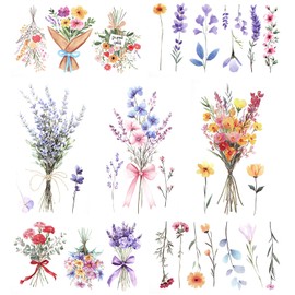20 Sheets Flower Temporary Tattoos for Women, 3D Watercolor Temporary Tattoo Paper, Temporarys Tattoos Adult, Realistic Long Lasting Fake Tattoo Stickers