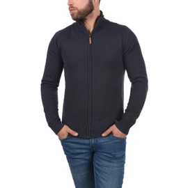 Blend Norman Men's Knitted Jacket, Fine Knit with Stand-Up Collar and Zip - Navy (70230) Plain, size: xxl