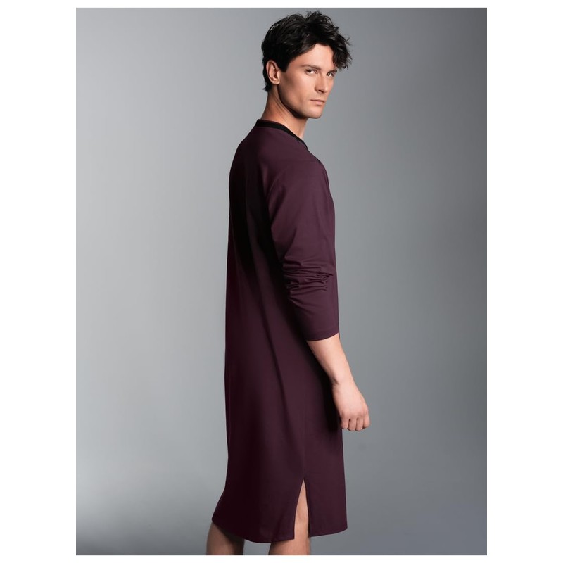 Trigema Men's Organic Cotton Nightdress (KBA), Aubergine-c2c, XL