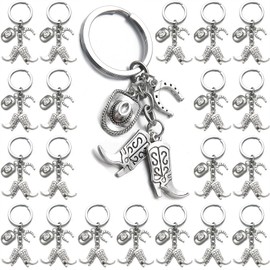 PHAETON 20PCS Hat Boot Horseshoe Keychain Western Cowgirl Keychain Equestrian Keychain Horse Lover Gift Cowboy Keychain Gift for Cowboy, Gift for Cowgirl, Cowboy Key Ring