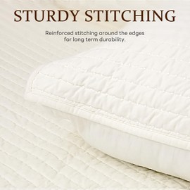 ELEGANT LIFE HOME Royal Cotton Velvet Pic-Stitch Standard Pillow Sham - 20'' x 26'', Ivory, 1 Piece