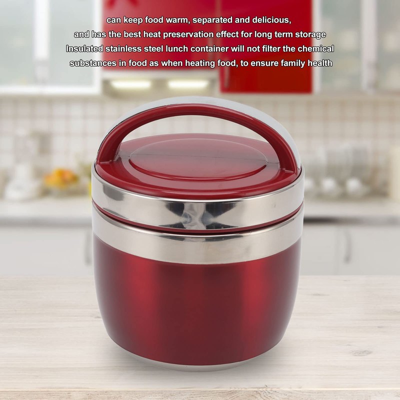 DAUERHAFT Insulated Food Container, Thermal Lunch Box, 304 Stainless Steel