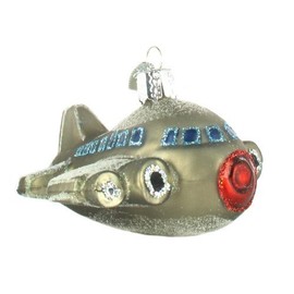 Old World Christmas Ornaments: Planes, Trains, Helicopters, Boats and Trucks Glass Blown Ornaments for Christmas Tree, Airplane