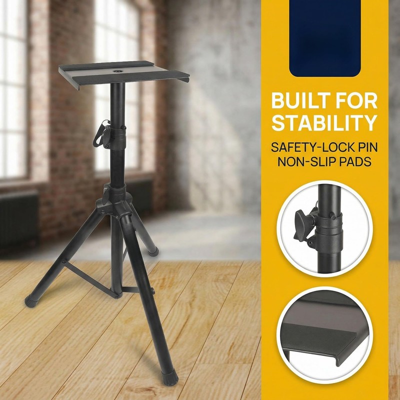 Heavy-Duty Studio Monitor Stands (Pair) - Adjustable Height 29" to