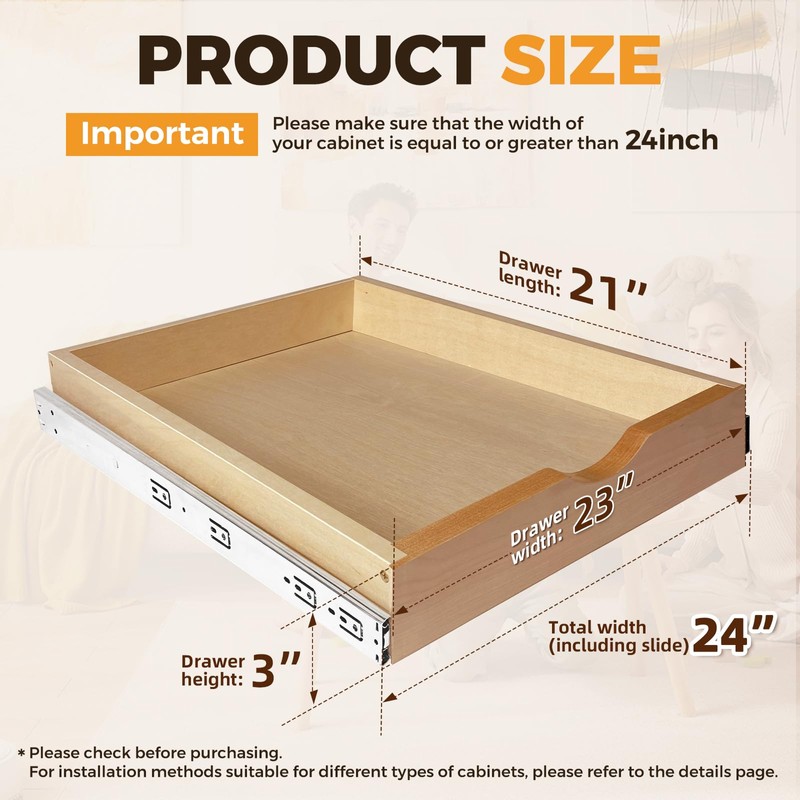 Pull Out Drawers for Cabinet Wood Slide Out Cabinet Organizer