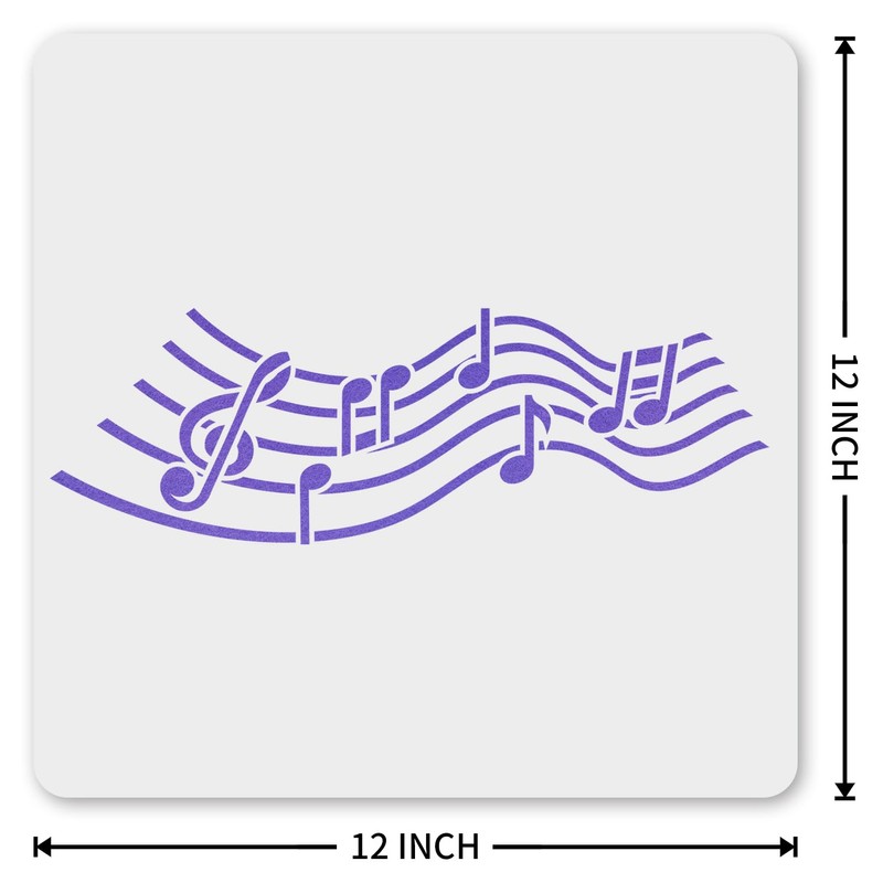 MAGJUCHE Jumping Music Notes Stencil 12 Inches, Reusable Musical Stencil