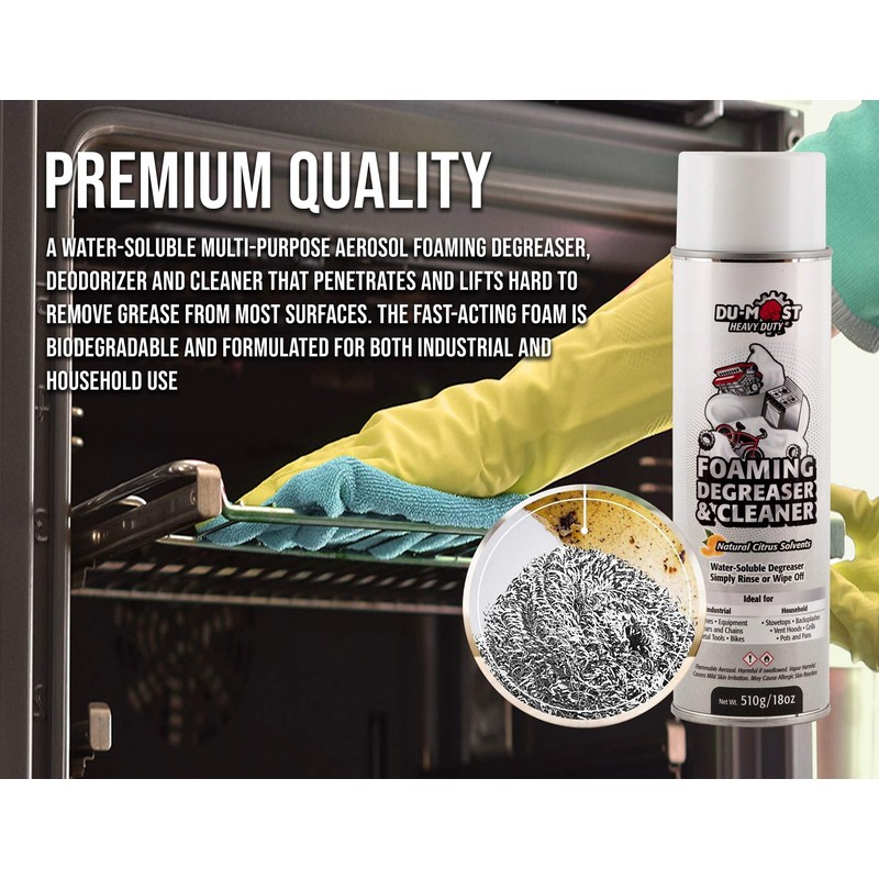 DU-MOST Heavy Duty Aerosol Foaming Degreaser & Cleaner, Deodorizer with