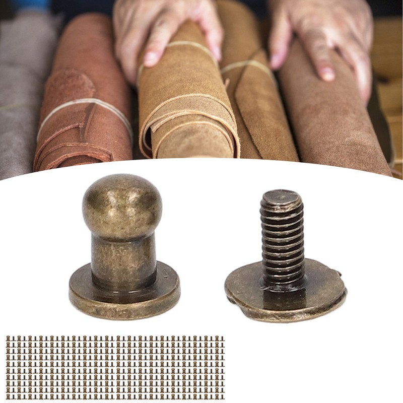 200 Sets Chicago Screws Round Head Rivets 7x5mm DIY Handcraft