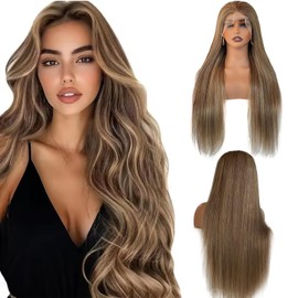 Munx Ombre Highlight 13x6 Lace Front Wigs Human Hair HD Transparent Straight Lace Front Wigs Pre Plucked 180% Density Glueless Colored Honey Blonde Human Hair Wig for Women 24 Inch