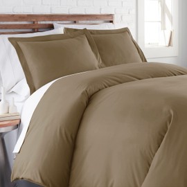 Southshore Fine Living, Inc. Duvet Cover Queen Size/Full Size, Easy-Care Queen/Full Size Duvet Cover with 2 Shams, Soft-Touch Queen Comforter Cover, Wrinkle-Free, Fade Resistant, Dark Taupe