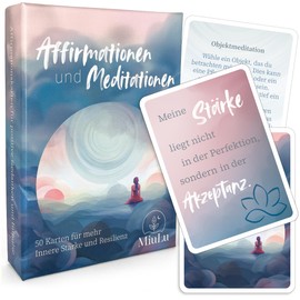 MiuLu Mindfulness Cards Set - 50 Cards for Inner Strength & Resilience - 40 Affirmation Cards + 10 Meditation Cards - Elegant Gift Box - Gift Idea with Positive Affirmations and Meditations
