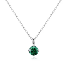 Philip Jones Sterling Silver May (Emerald) Birthstone Necklace Created with Zircondia® Crystals