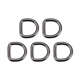 sourcing map Pack of 5 Metal D-Ring 0.8 Inch (20 mm) D-Rings Buckle for Hardware Bags Belt Craft DIY Accessories Black, Sub-black