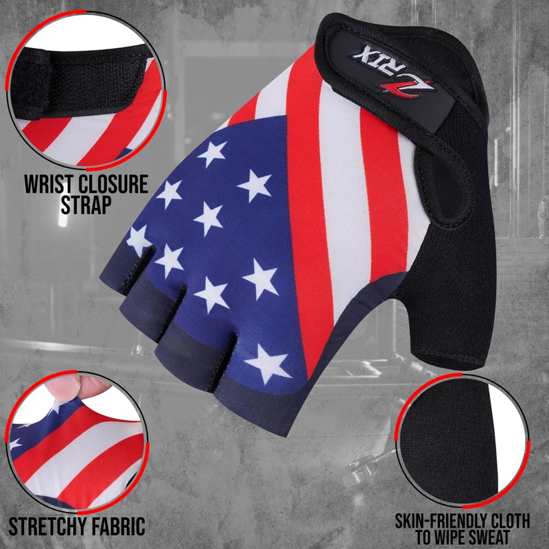 ZRIX Gym Gloves (USA-Flag, Medium)