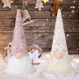 RD JIREDA 2 Pack Lighted Christmas Gnome Santa, Christmas Home Decorations, Battery Operated Winter Tabletop Decor, Light Up Elf Holiday Present, LED Elf Doll Gnome