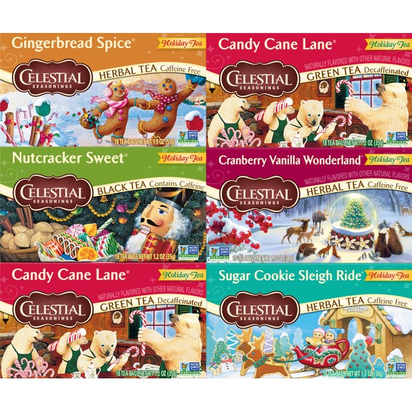 Celestial Seasonings Holiday Tea, Variety Pack, 18 Count (Pack of