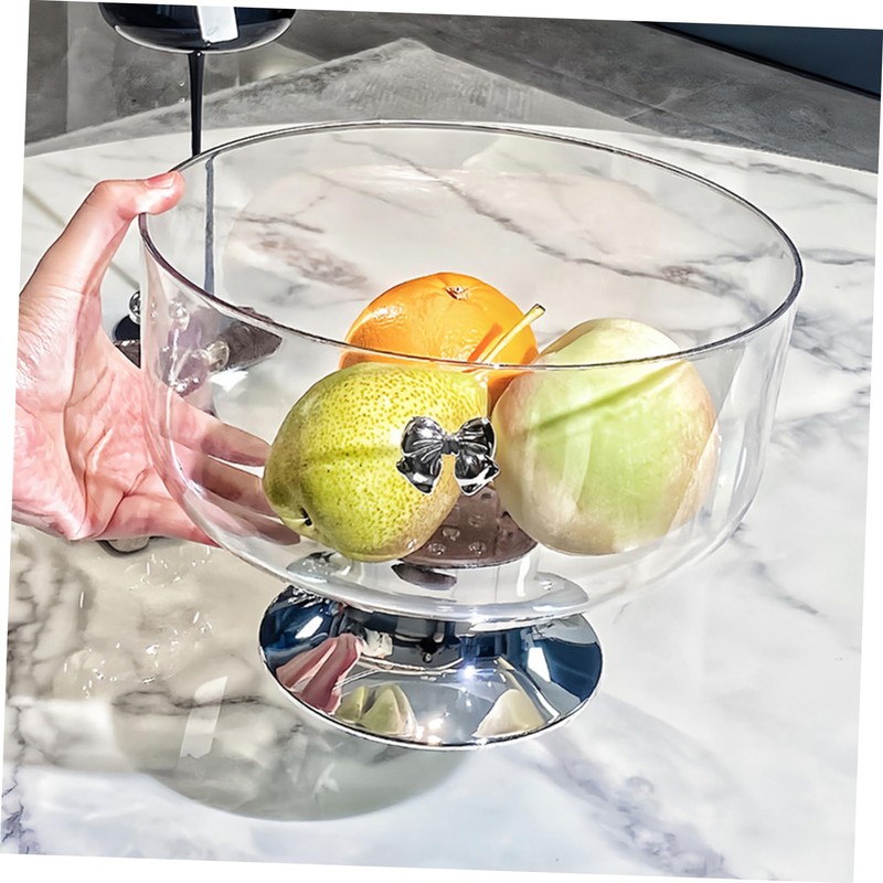 LABRIMP Footed Dessert Bowl Large Acrylic Fruit Bowl 20cm Tall