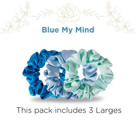TELETIES - Large Scrunchie - 100% Natural Silk - Soft & Gentle - Prevents Breakage & Damage - Safe for Sleep - Ideal for Thick & All Hair Textures - Blue My Mind