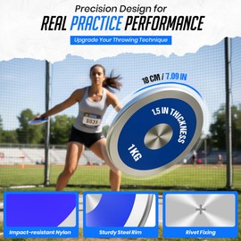 ZPU 1kg Nylon Discus with Black Carry Bag, Sports Practice & Competition Discus for Track and Field, Outdoor Practice Throwing Discuses for Men Women, Blue