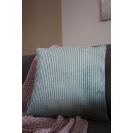 MAGMA Shara Cushion Cover 45 x 45 cm - Sage, Velvety Soft Cuddly Cord Look, Rectangular Cushion Cover for Living Room, Bedroom, Office and Guest Room, Washable