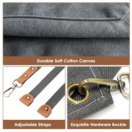 BOOWEN Unisex Apron Cotton Canvas Aprons with 3 Pockets Adjustable Size Men Kitchen Apron for Kitchen Grill Craft Garden Coffee House Bartender, beige