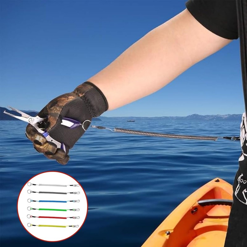 6PCS Coiled Fishing Tools Lanyard Retractable Safty Tethers，Safety Rope,Fishing Lanyards