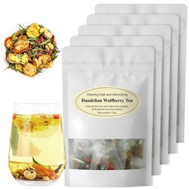 KWOLYKIM 5 Bags Dandelion Wolfberry Tea Bags, Dandelion Tea Chrysanthemum Tea Chinese Wolfberry Tea Bags (60pcs/5 boxes)