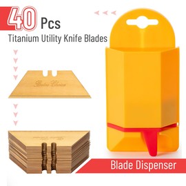 Bates - Utility Knife Blade Dispenser, 40 Pack, Titanium Plated Box Cutter Refills