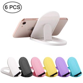 AFUNTA 6PCS Universal Cell Phone Holder, Ellipse Portable Adjustable Pocket-Sized Phone Holder Tablet Stand, Compatible Phone and Tablet From 4 to 12 Inches – 6 Colors