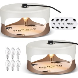 Qualirey 2 Pack Flea Traps with Sticky Disc Bulbs Flea Traps for Inside Your Home Flea Light Trap for Indoor Safe to Pets (White Coffee)