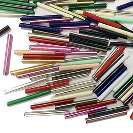 25mm 1" Czech Glass Seed Beads Tube Lined Bugle Beads Spacer Long Earrings Findings (Mix Color)