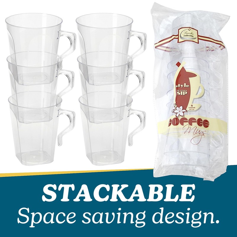 Blue Sky Clear Square 8.5oz Disposable Plastic Coffee Mugs -