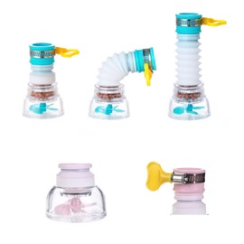 Pack of 6 Mini Tap Water Filter, Water Filter Tap Activated Carbon, Splash-proof 360° Rotatable, Apply Bathtubs and Shower Folding Mixer (Three Colours)