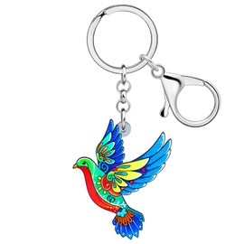 LONYOO Acrylic Cute Dove Keyring Purse Car Key Ring Birds Jewellery Spring Gifts for Women Girls Charms, Blue 090