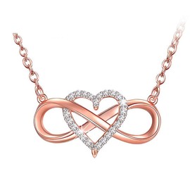 Caimeytie Elegant Women's Necklace with Heart Pendant Sterling Silver 925 Chains Multi Options, Sterling Silver, Cubic Zirconia