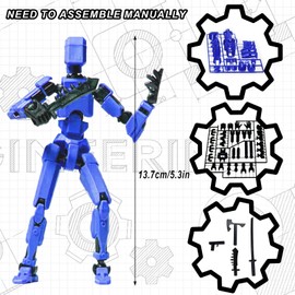 Azxndy 3D Printed Moveable Joints Robot，Finger Exercising Toys Assembly Set，Multi Joint Movable Model，Full Body Mechanical Movable Toy,Movie Character Desktop Decoration for Game Lovers (blue)