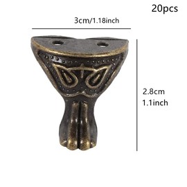 OHAOLYLE Pack of 20 Antique Zinc Alloy Bronze Corner Classic Foot Jewellery Gift Box Wooden Box Shelves Table Legs Decorative Furniture Feet Four-sided Corner Protector Corner Protector Vintage