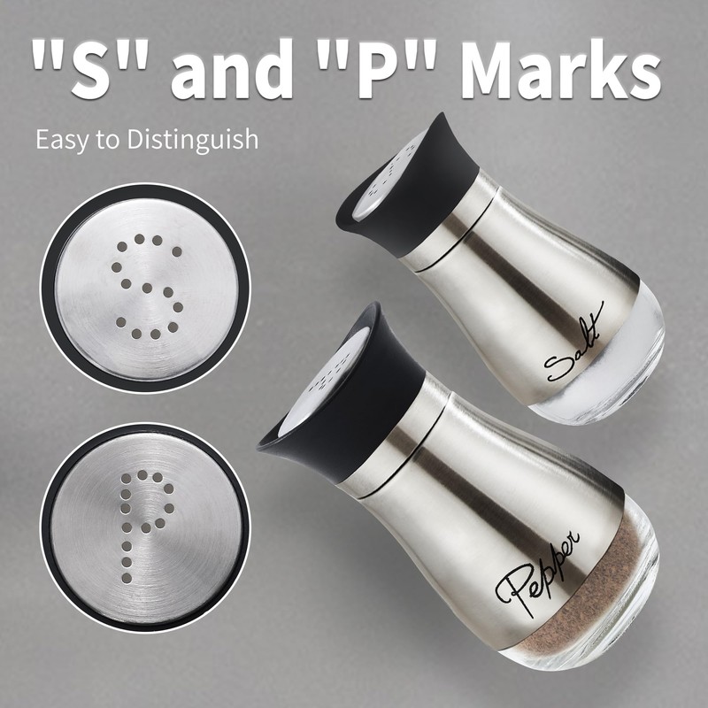 Lonffery Salt and Pepper Shakers Set, Stainless Steel Salt Containers