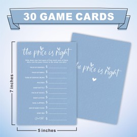 The Price Is Right Baby Shower Game Set - Minimalism Blue - 30 Double-Sided Fill In Style Game Cards, Gender Reveal, Baby Announcement, Party Favor & Supplies - A07