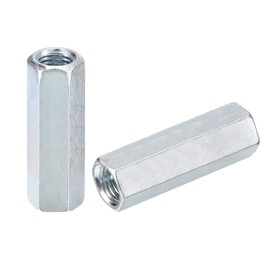sourcing map 6pcs M14x19x60mm Coupling Nuts - Galvanized Carbon Steel Hex Threaded Rod Coupler for Furniture, Electronic, Industrial