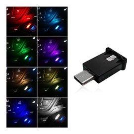 DXNQ USB Type C LED Ambient Light, 8 Colors RGB Dynamic Atmosphere Lamp Car Interior Decor USB Night Light, Adjustable Bright Plug-in Mini Ambient Lighting Kit for Car Laptop