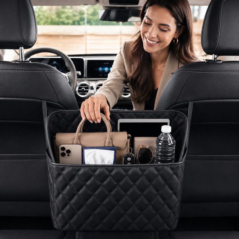 Car Seat Storage Organizer for Front Seats – PU Leather