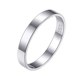 Pure Silver Rings Slim Stackable Bands 3MM High Polished Smooth Glossy Finger Charm Sterling Silver Pinky Ring for Woman Mom Size 5