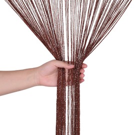 WedDecor Coffee String Curtains Glitter Fringe Panel Fly Screen Room Divider Tassel Curtain for Doors, Doorway, Windows, Home Décor, Event Decoration, (90cm x 200cm)