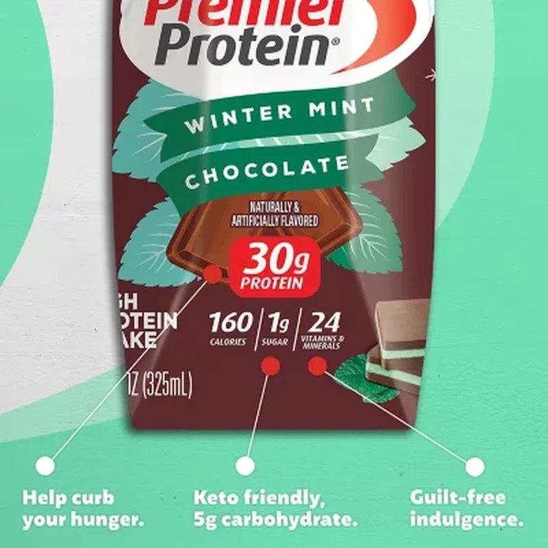 Premier Protein 30G High Protein Shake, Winter Mint Chocolate 11