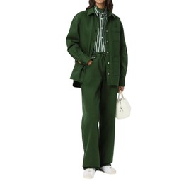 Lacoste Women's Relaxed Fit Denim Overshirt, Green, 10