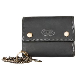 Biker's Leather Wallet Wallet Grey - with Coin Pocket and a Chain