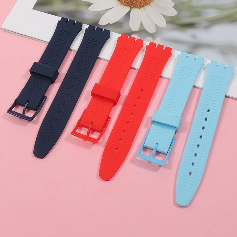 Lijinlan Replacement Silicone Band for Swatch 17mm 19mm 20mm, Waterproof