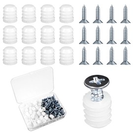 100 Pack Plastic Hinge Dowel Inserts with Screws, Plastic Dowel 8mm White Dowels Cabinet Door Hinge Dowels for Cabinet Door Drawer Bedside Table Repair Installation Replacement Bathroom Kitchen